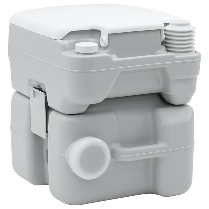 Toilette de Camping Portable Gris et Blanc 41,5 x 36,5 x 42 cm Polyéthylène