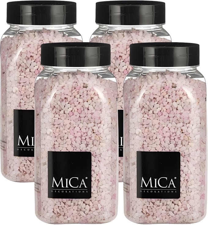 Mica Decorations decoratie stenen/granulaat - 4x - 650ml - roze - hobby steentjes