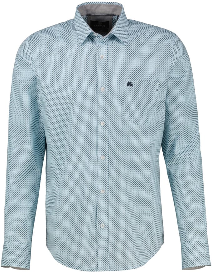 Lerros - Lange mouw overhemd - Mannen - M - 405 ICE BLUE - Katoen - 25D1008