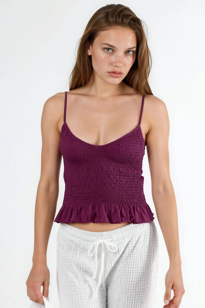 Rimpelige V-hals Korte Blouse