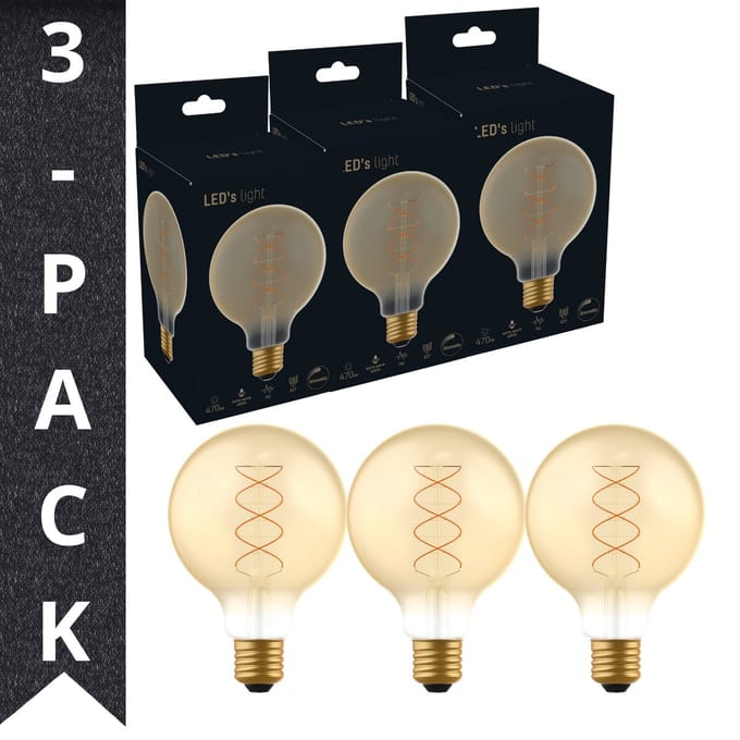 LED's Light LED E27 lampen goud - XL Spiraallamp design - Dimbaar licht - 3PACK - Lamp