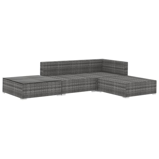 vidaXL - 4-delige - Loungeset - met - kussens - poly - rattan - grijs