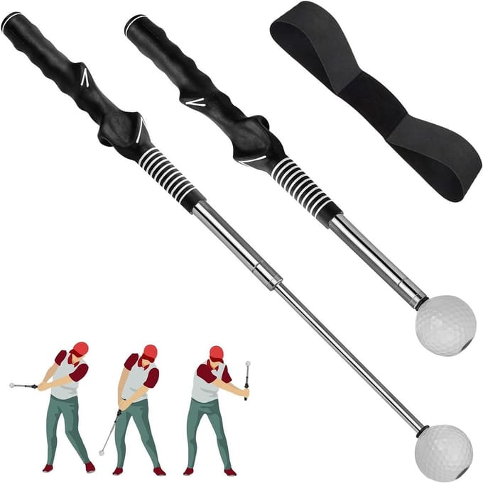 Golf Trainingshulp - Oefenstick Swing - Verbeter Swing Tempo - Click Feedback Grip Hulp - Telescopisch 65cm - Zwart