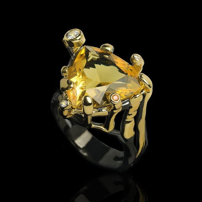 Nouveaux Bijoux Bague Rétro Mode Personnalité Bague Exotique Incrustée Or No. 6 beige