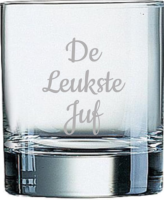 Gegraveerde Whiskeyglas 20cl De Leukste Juf