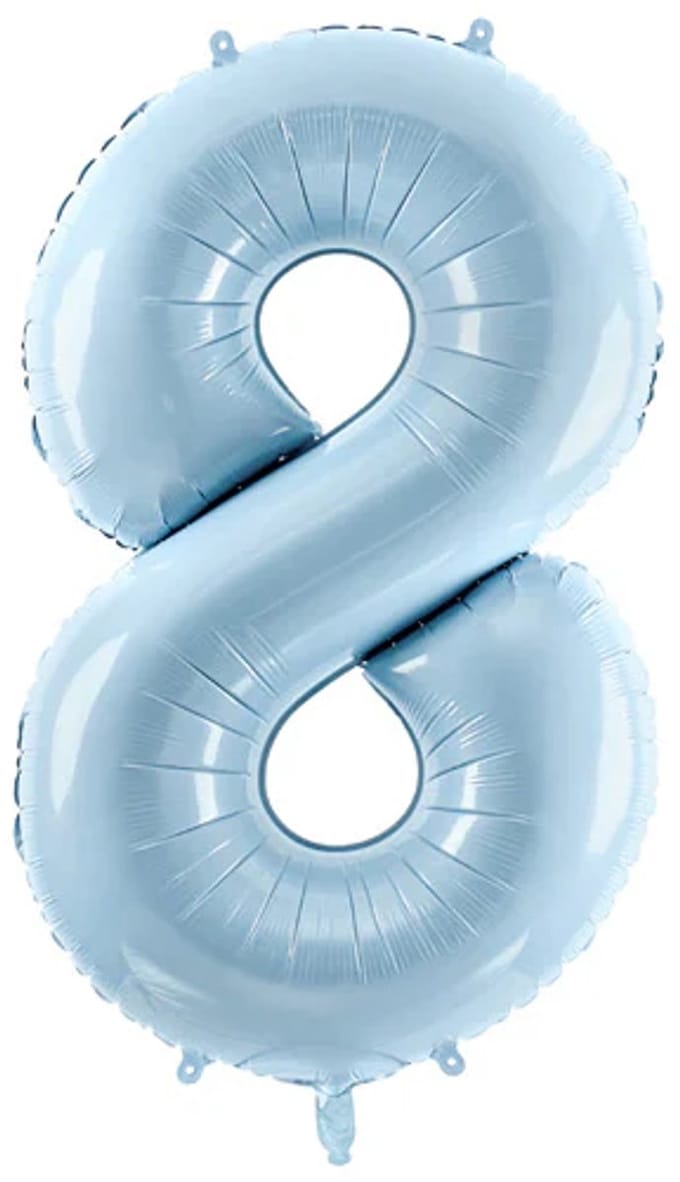 8 Jaar Cijfer Ballon Lichtblauw Leeg 72cm