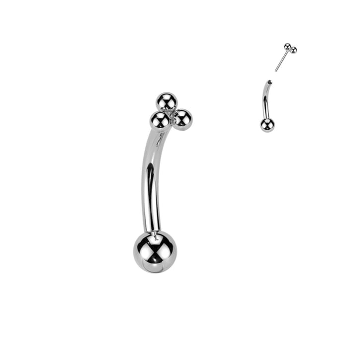 Piercing titanium curved triangular 1.2x8x3 - zilver - LMPiercings