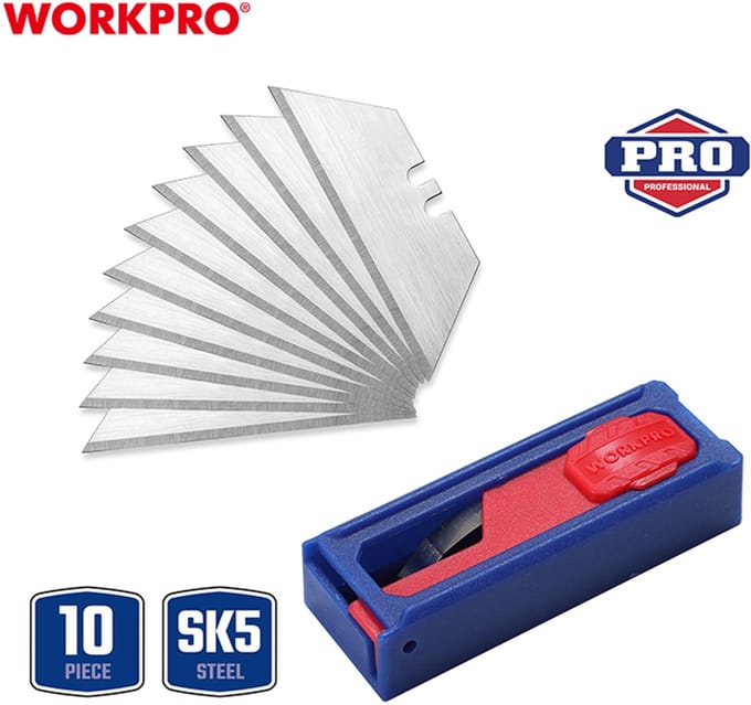 WORKPRO WP213002 Reservemesjes SK5 staal 10 stuks in houder