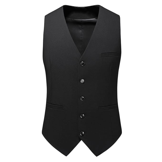 Slim Fit Effen Kleur Mode Vest Zwart