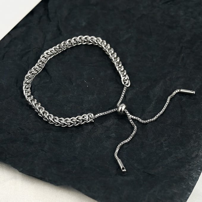 dames armband met ketting- zilverkleurig staal armband-27 cm