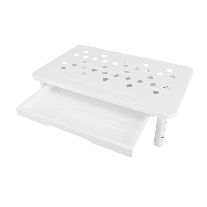 Desktop Computer Verhoger Stand met Lade Geventileerd 3 Hoogtes Metaal Printer Laptop Stand Computer Opbergrek 20KG Draagvermogen