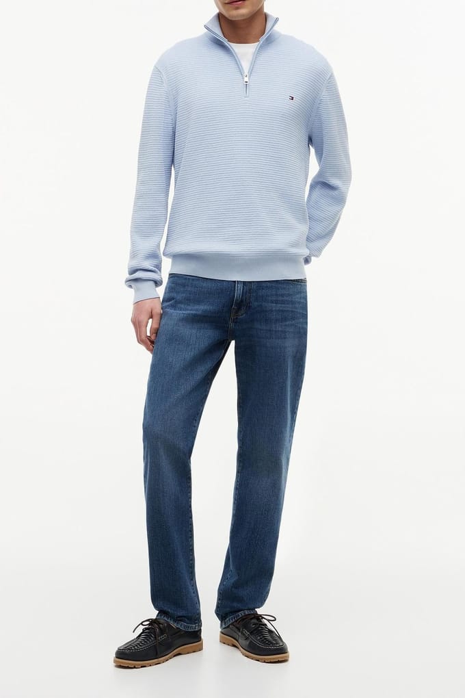Tommy Hilfiger Seasonal Structure Breezy Blue Größe: S | Pullover Outlet | Herren | Blau