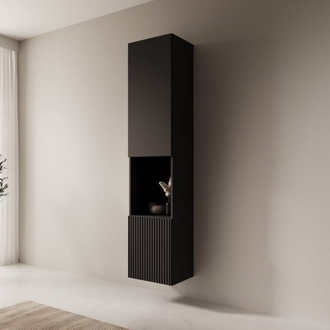 Meubella - Cruzar 2 - Vitrinekast - Zwart - 40x30x180 cm