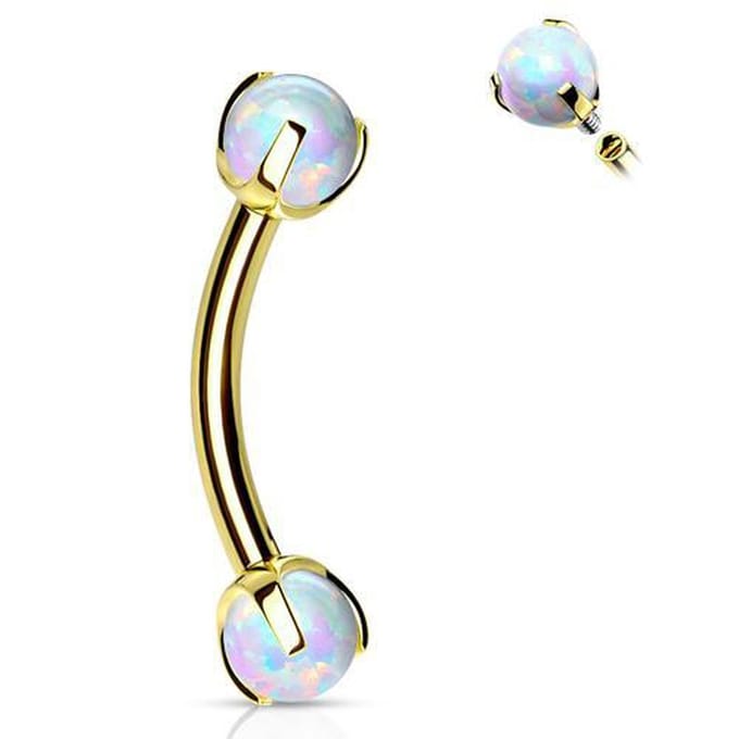 Piercing curved claw opal 1.2x8x3 - goud - LMPiercings