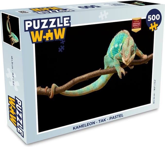 Puzzel Kameleon - Tak - Pastel - Legpuzzel - Puzzel 500 stukjes