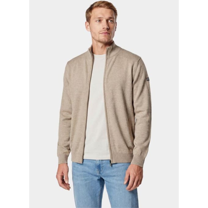 Baileys Vest Fine Knit Full Zip Taupe / male