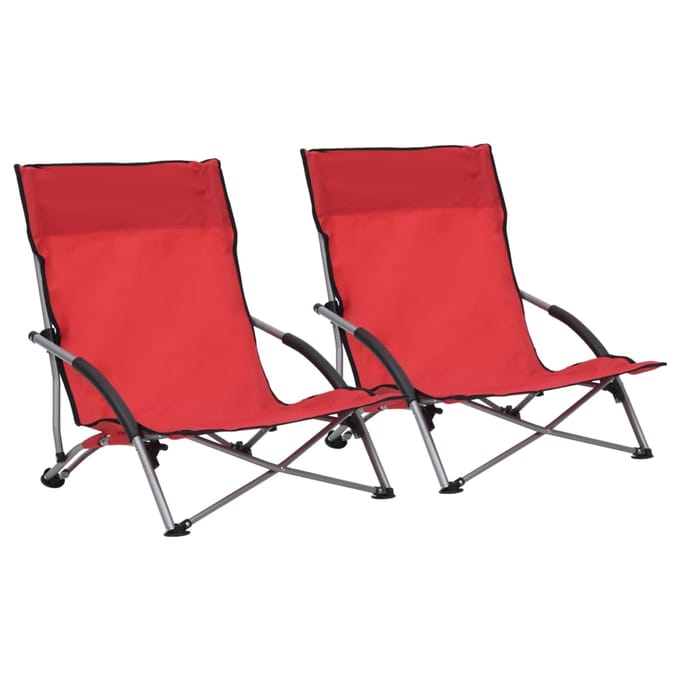 vidaXL - Opklapbare - stoelen, - 2 - stuks, - rode - stof