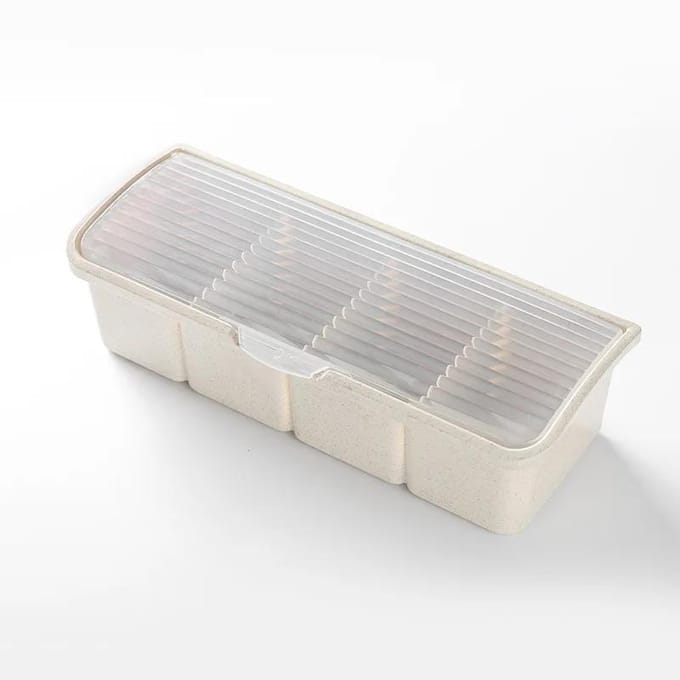 Boîte à épices, récipient de rangement pour condiments, pot à épices à 4 compartiments avec cuillère gray