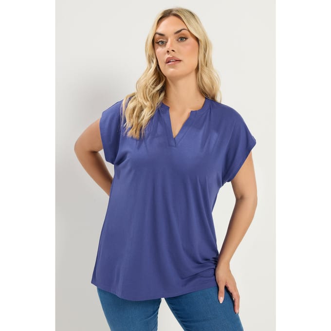 Yours Paars Tshirt Met Inkeping In De Hals Size 42