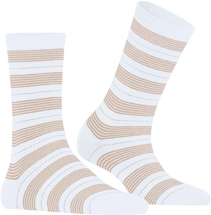 FALKE Stripe Uniform gedessineerd katoen sokken dames wit - maat 35-38
