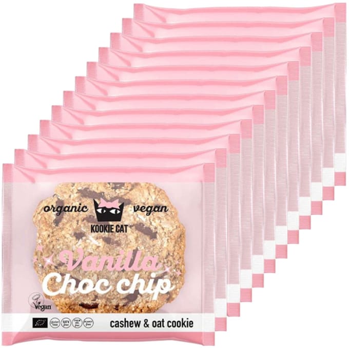 Kookie Cat | Vanilla & Choc Chip Cookie | 12 stuks | 12 x 50 gram