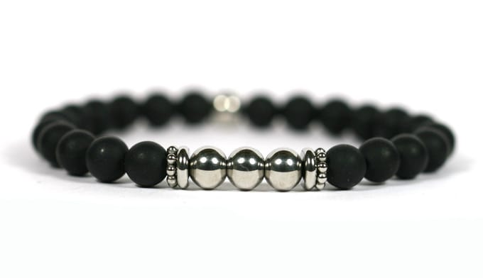 IbizaMen - matte onyx - edelstaal RVS - 8mm - 21cm