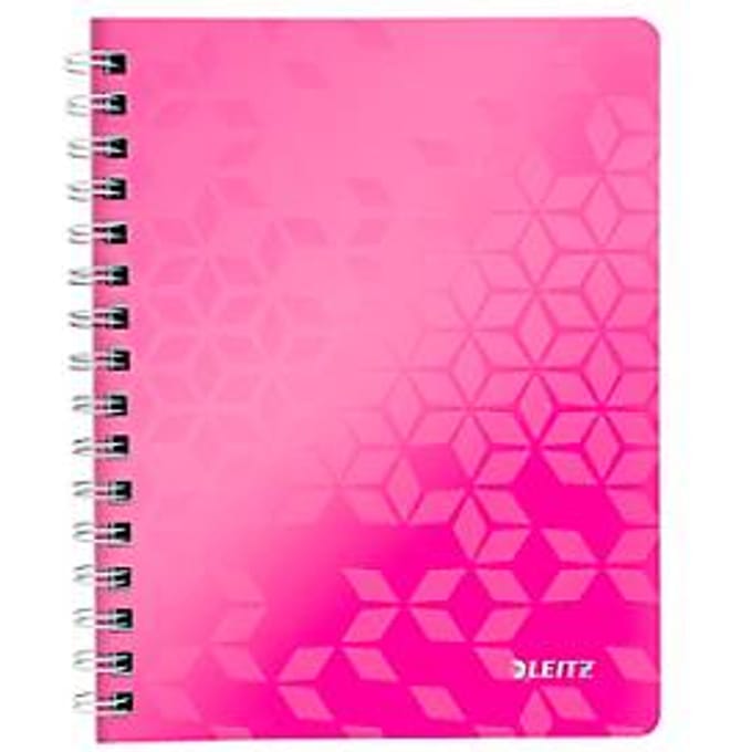 Leitz WOW collegeblok, DIN A5, 80 gelinieerde vellen, transparante pocket, FSC®-gecertificeerd, roze