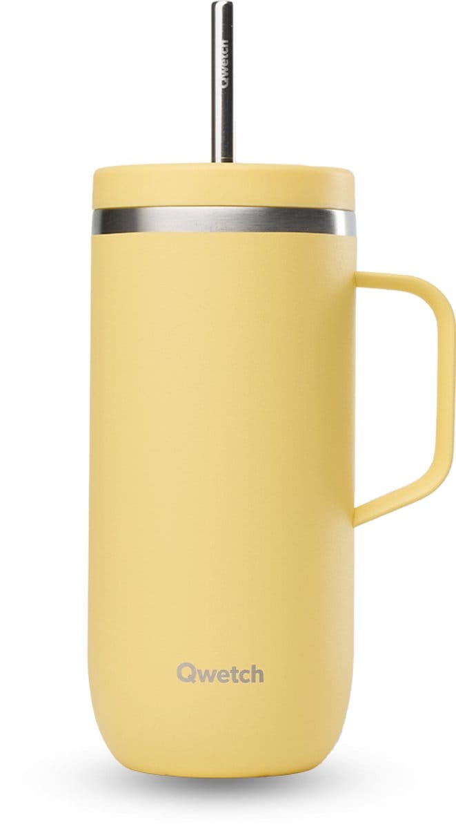 Qwetch Cold Cup Geïsoleerd met Handvat - Pastel Citroen