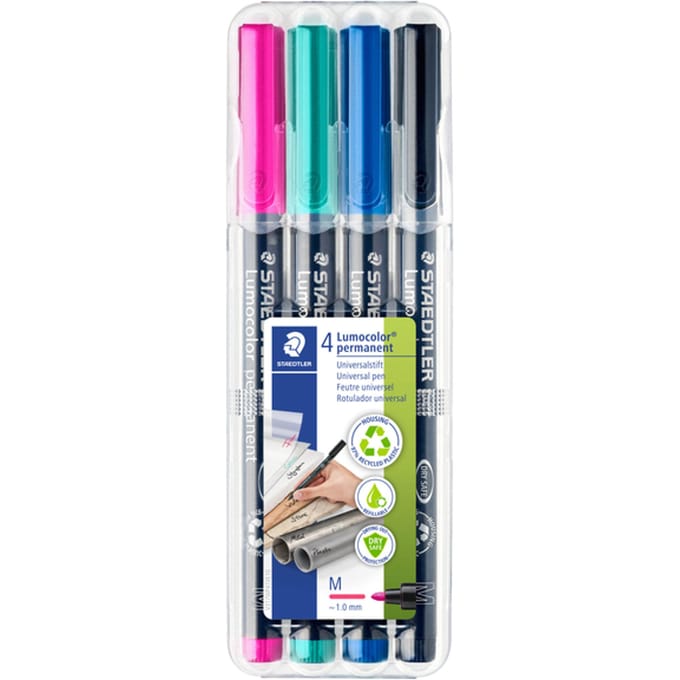 Viltstift Staedtler Lumocolor 317 permanent M set à 4 kleuren