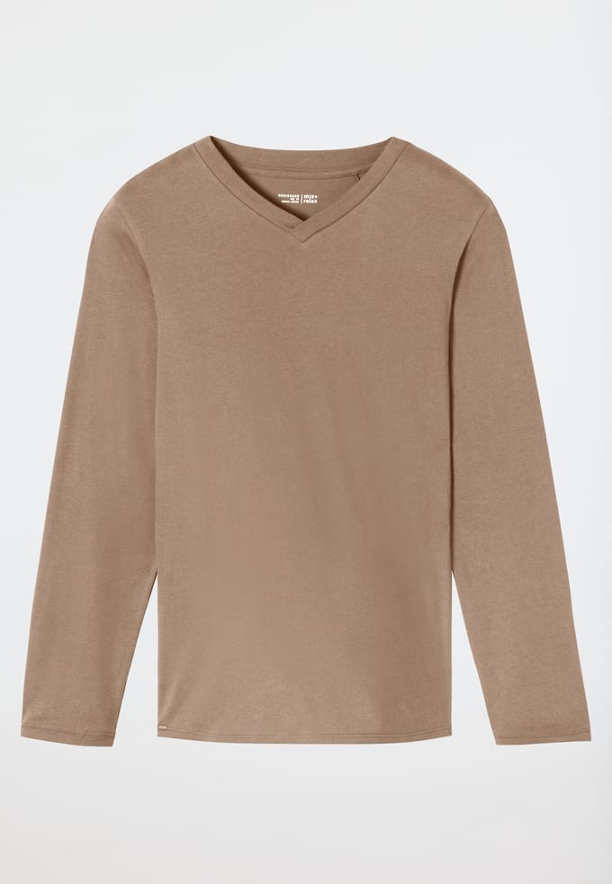 Shirt lange mouwen v-hals nougat - Mix+ Relax 48