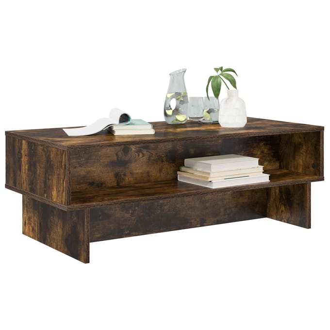 vidaXL - Salontafel - Rook - Eiken - 100 - x - 46 - x - 35 - cm - Bewerkt - hout