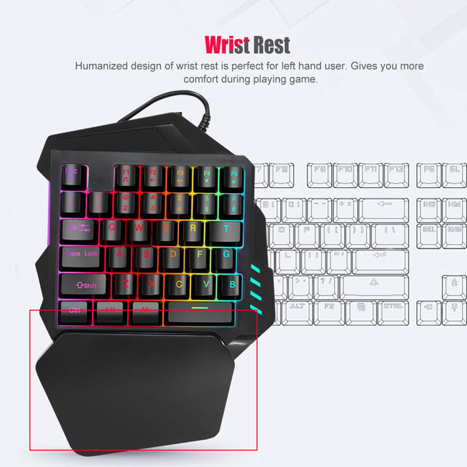 Clavier de jeu à membrane HXSJ à une main, 35 touches, avec touches FN