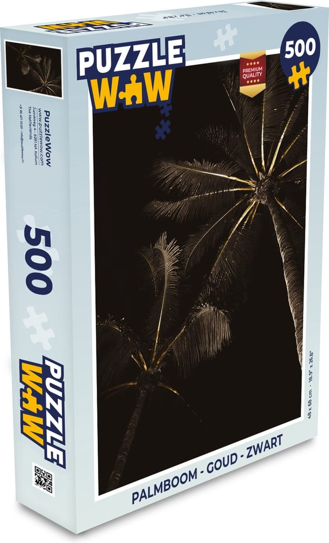 Puzzel Palmboom - Goud - Zwart - Legpuzzel - Puzzel 500 stukjes