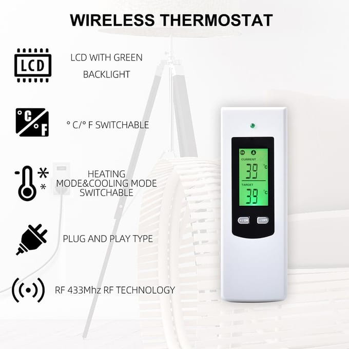 Huishoudelijke draadloze thermostaatcontroller en stopcontactenset Verwarming Koelmodi Objecttemperatuur EU Plug veelkleurig