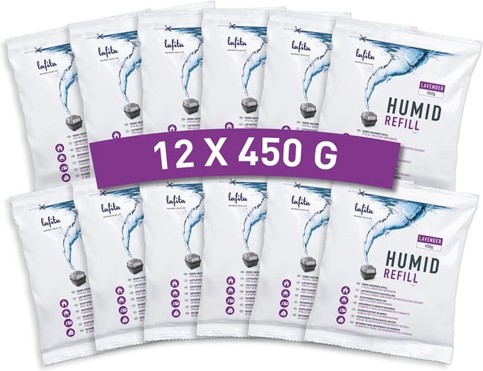 Lafita Vochtvanger navulling - 12 stuks - 450 gram - lavendel - universeel - made in NL