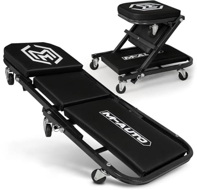 Opvouwbare 2-in-1 Auto Creeper & Garage Stoel - Verstelbare Roller met 350 lbs Capaciteit