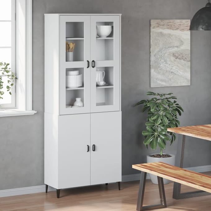 vidaXL - Opzetkast - VIKEN - bewerkt - hout - wit