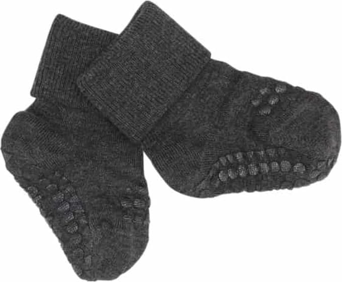 GoBabyGo antislip sokjes bamboe Dark grey melange 2-3y (23-26)