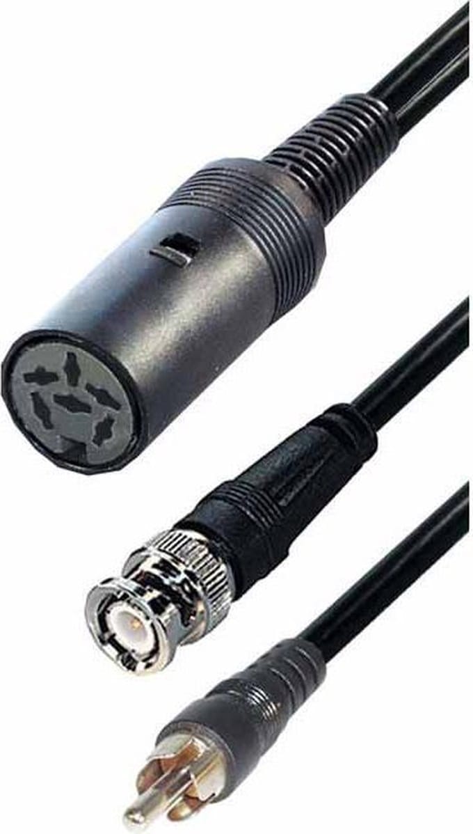 Adapter kabel BNC en RCA mannelijk - DIN 6pins vrouwelijk - 0,20 meter