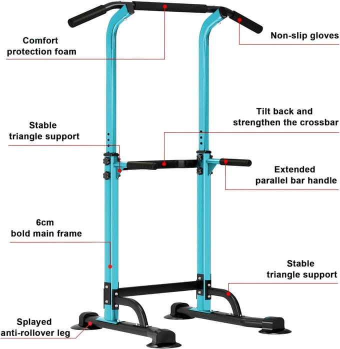 Verstelbare Power Tower Optrekstang voor Thuis en Fitness - Krachttraining en Dips