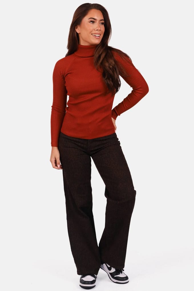 Getdrezzed Top - Maat: One size - Coltrui ribbel camel