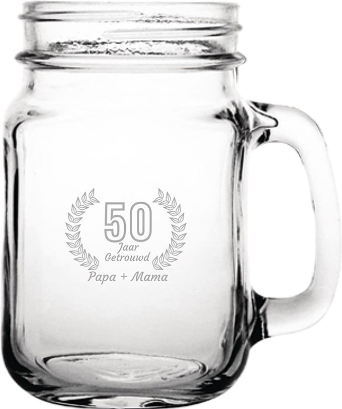 Gegraveerde Drinkglas 45cl Papa + mama 50 jaar getrouwd