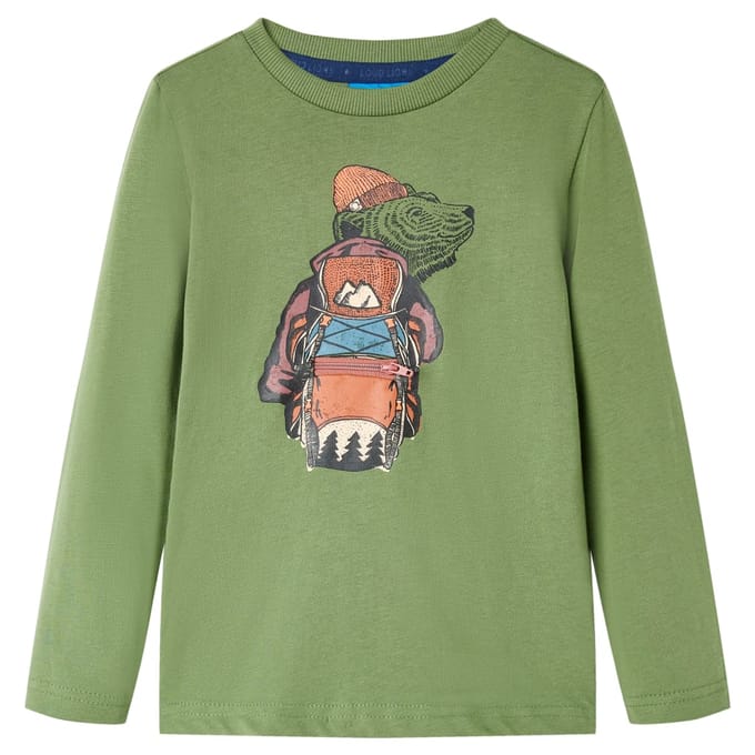 vidaXL - Kindershirt - met - lange - mouwen - 116 - lichtkakikleurig