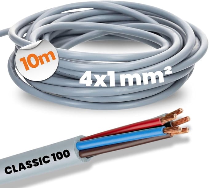 10 meter 4-aderige besturingskabel 4x1 mm² kleurgecodeerd PVC