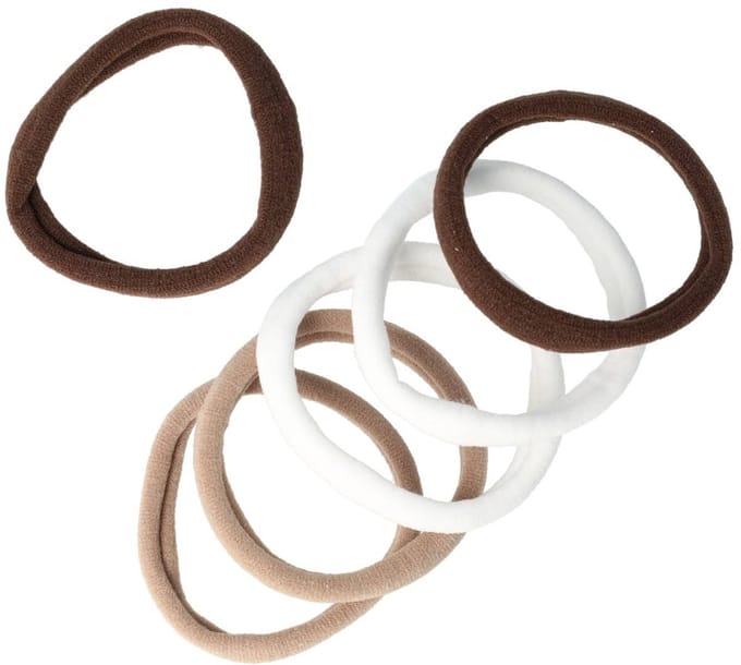 Haarsoires Haarelastieken Basic - Endless Armband - Bruin Wit - Set van 6 - Eenvoudige Haar Elastieken voor Dagelijks Gebruik