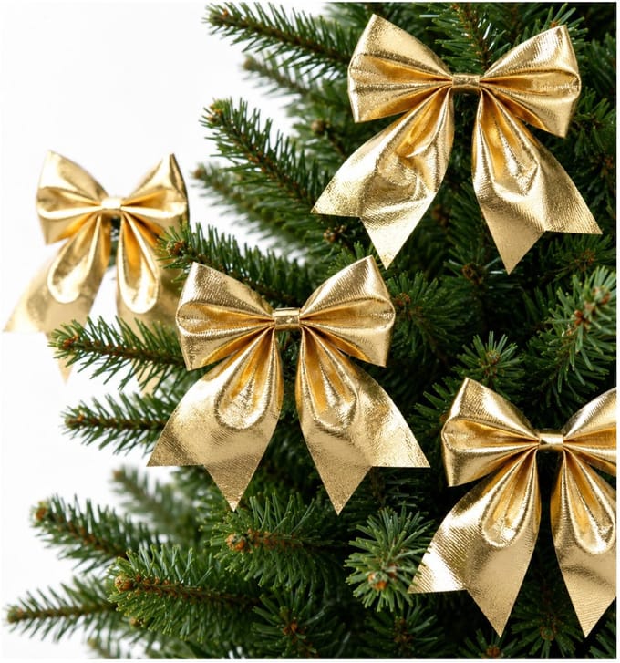 Decoris Kerst strik - 6x - goud - 20 x 24 cm - polyester - kerststrik - kerstboomversiering - kersthanger - kerstversiering