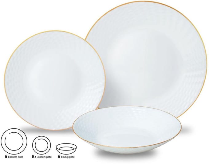 Kinghoff 1876 - Glazen Dinerset - 18 delig met gouden rand