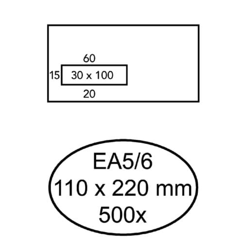 Envelop Quantore 110x220mm venster 3x10cm links 500 stuks