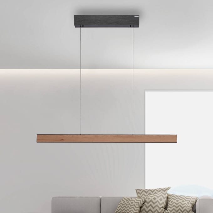 LED hanglamp PURE E-Motion, eiken/zwarte parel, CCT