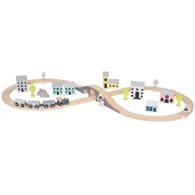 Houten trein circuit speelgoedkist JaBaDaBaDo